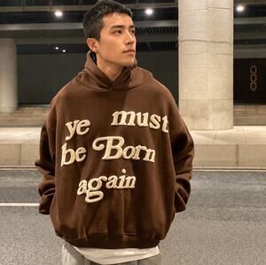 CACTUS PLANT FLEA MARKET Ye Must Be Born Again Hoodie Brown Sz L {259}
